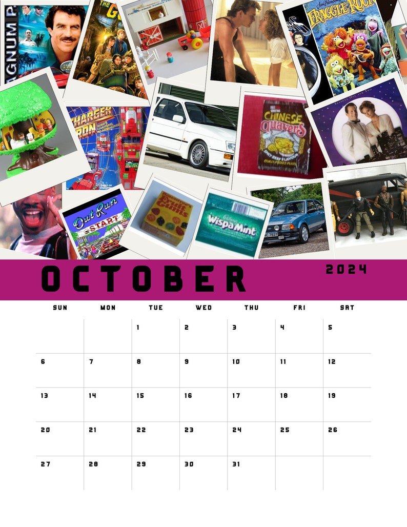 80s 2024 Calendar digital Download Etsy