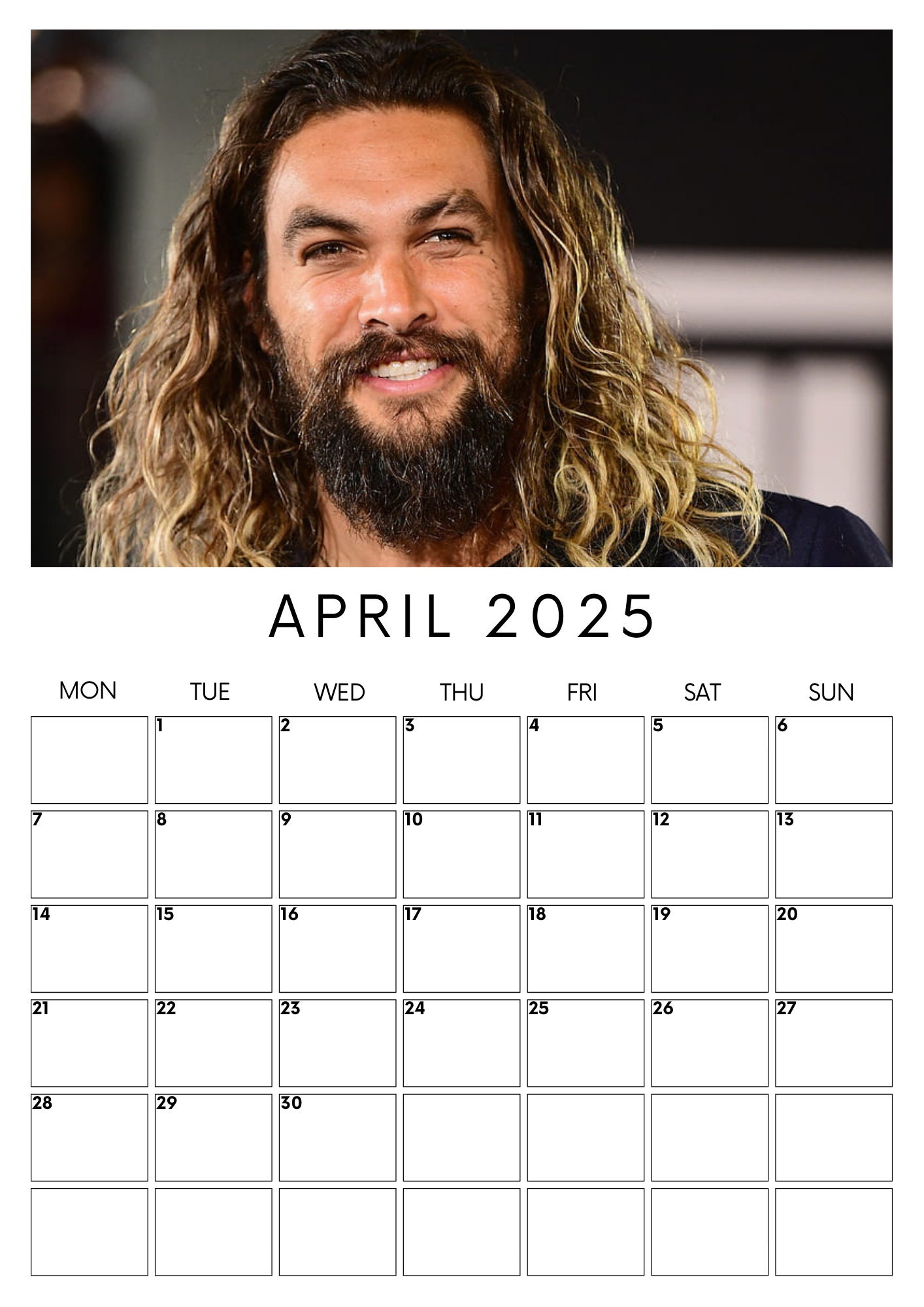 Jason Momoa 2025 Calendar digital Download Etsy