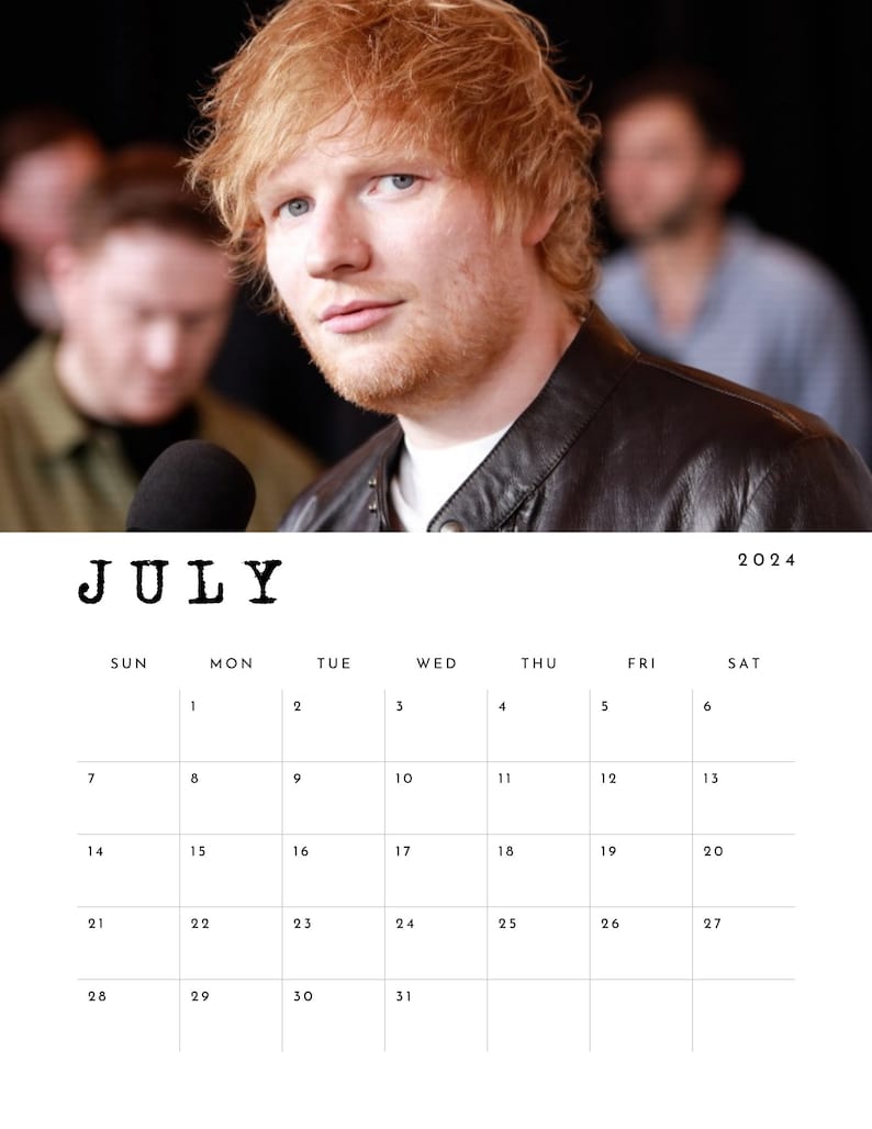 Ed Sheeran 2024 Calendar Etsy