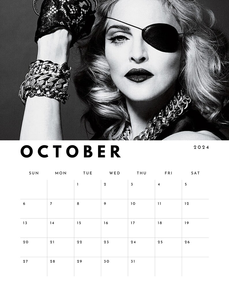 Madonna 2024 Calendar black & White Images digital Download Etsy