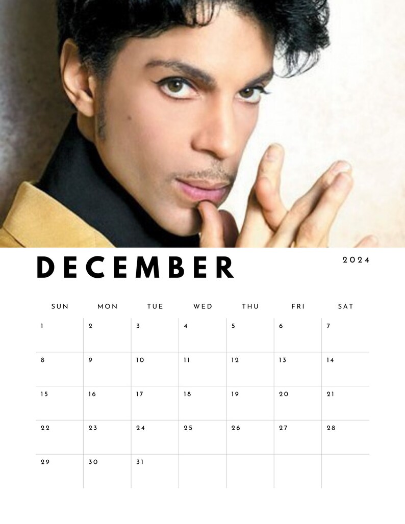 Prince 2024 Calendar digital Download Etsy