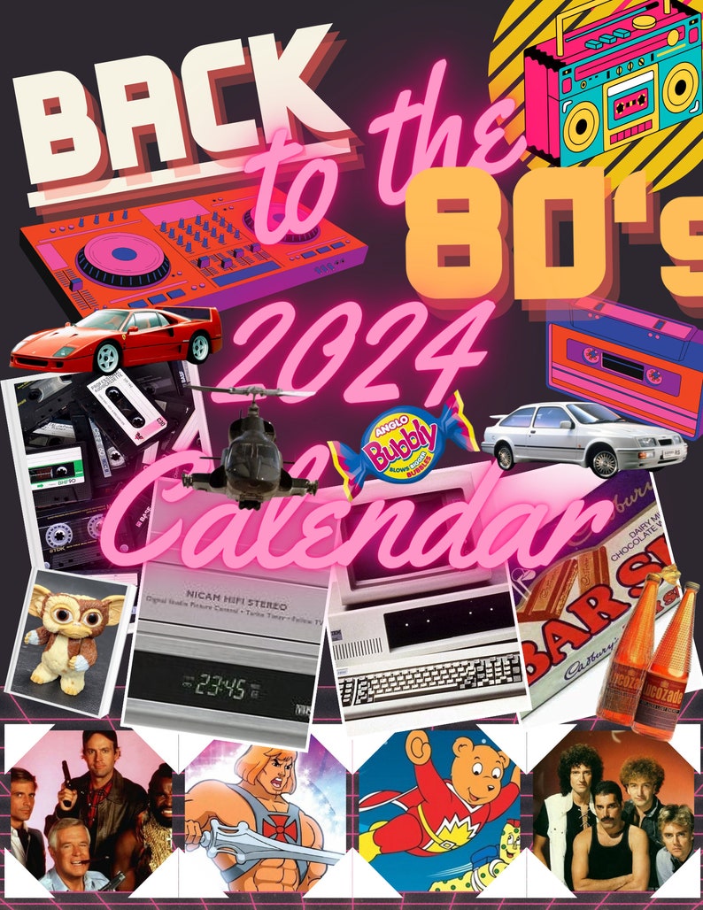 80s 2024 Calendar digital Download Etsy