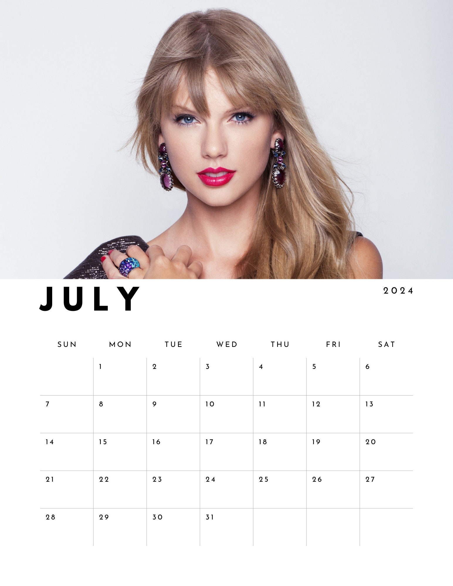 Taylor Swift 2024 Calendar digital Download Etsy