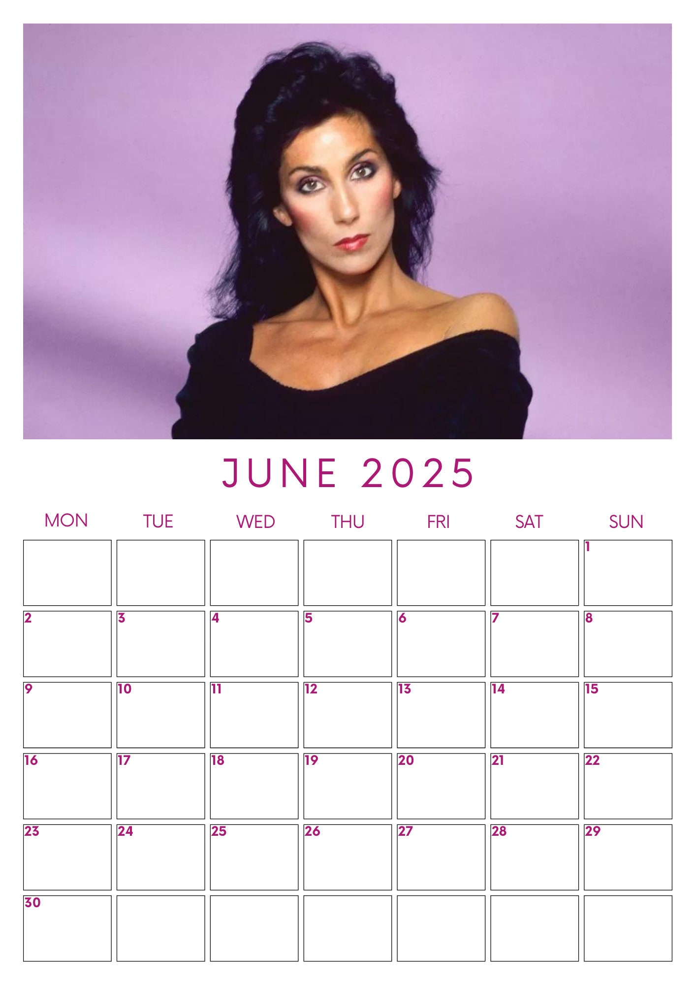 2025 Cher A4 Size Calendar Planner Etsy