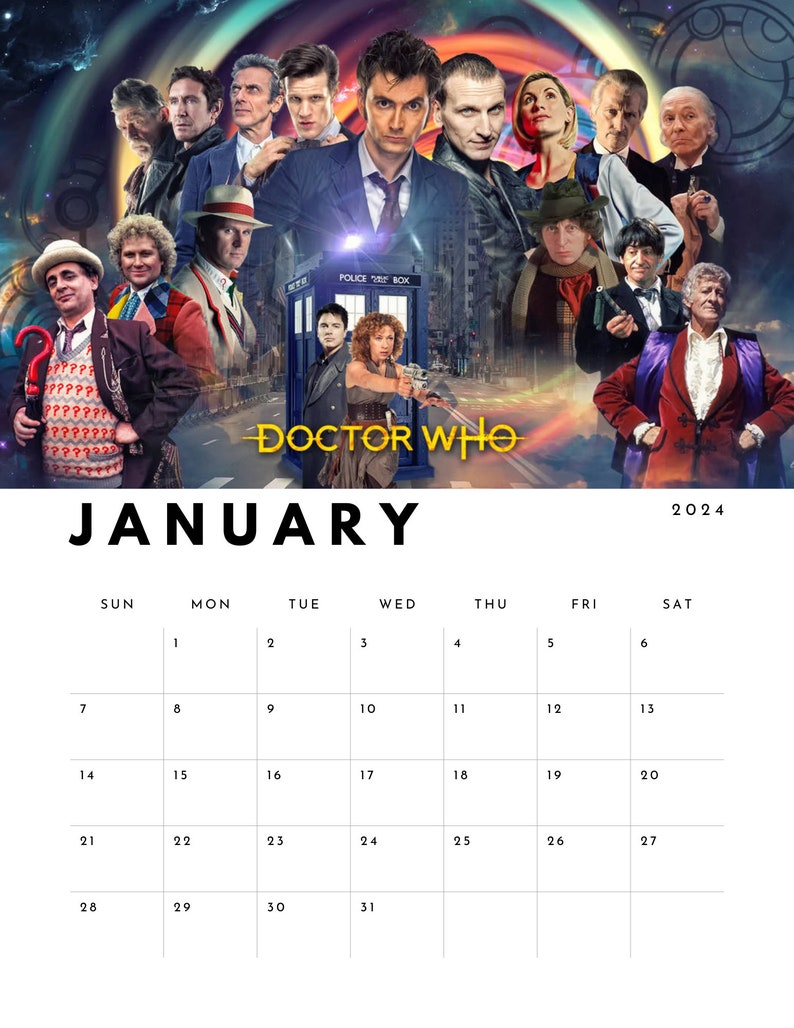 Dr Who 2024 Calendar digital Download Etsy