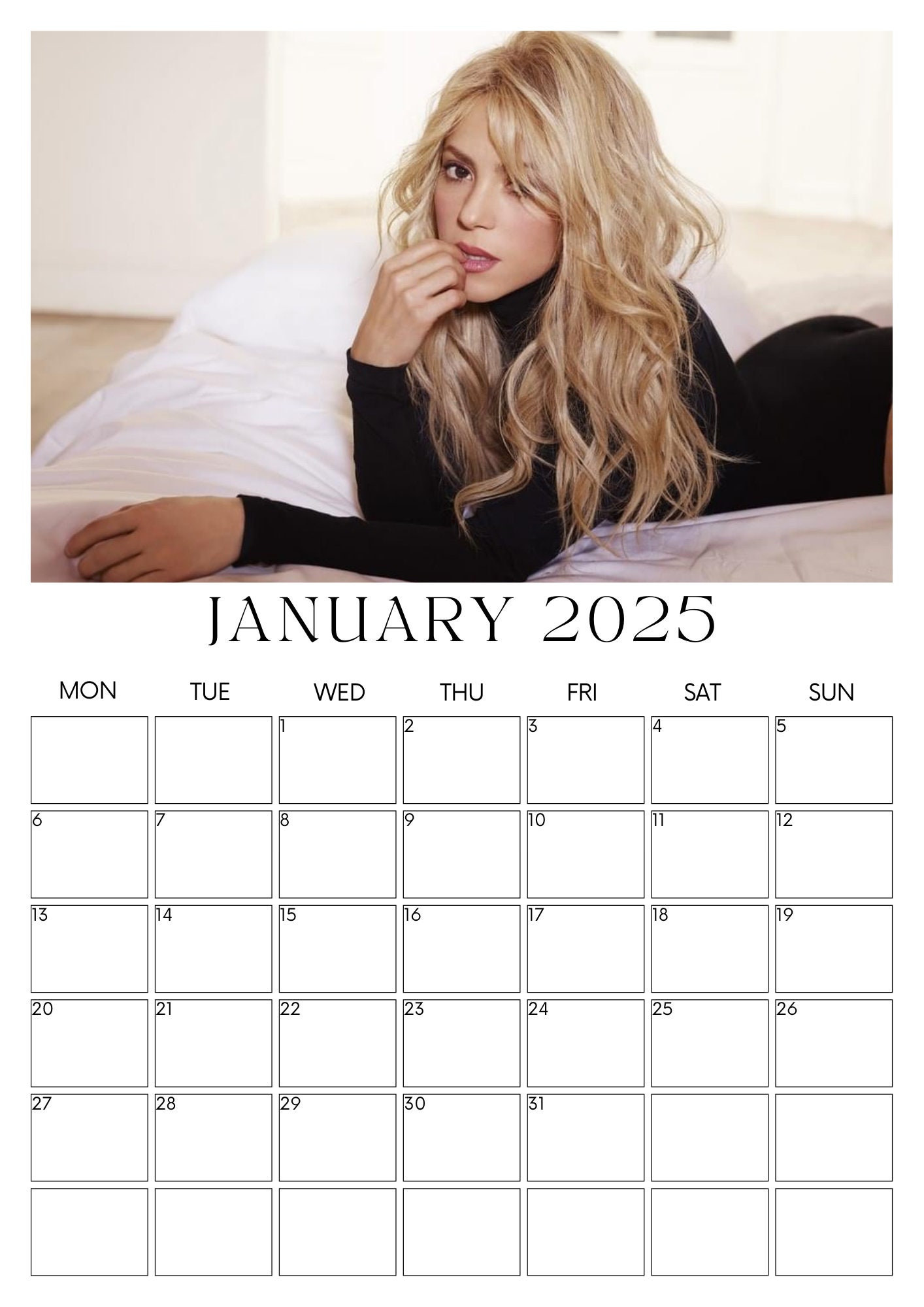 Shakira 2025 Calendar digital Download Etsy