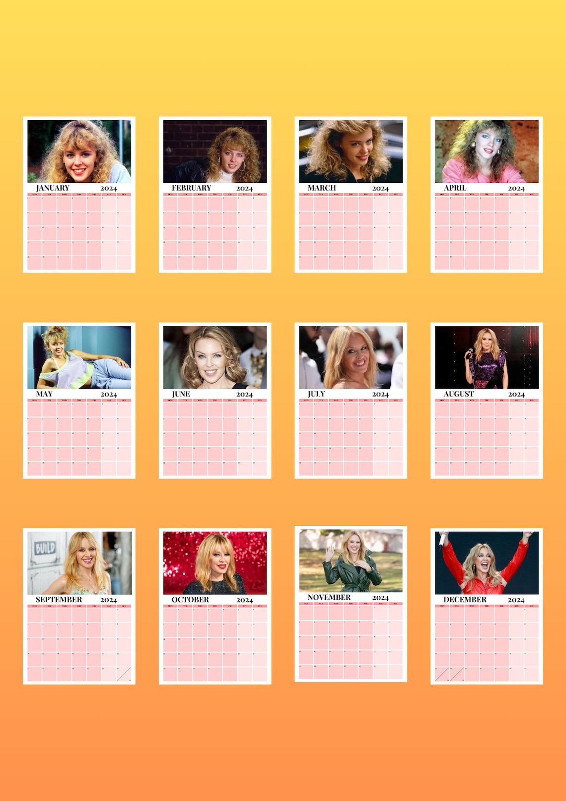Kylie Minogue 2024 Calendar digital Download Etsy