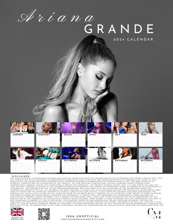 Ariana Grande 2024 Calendar digital Download - Etsy