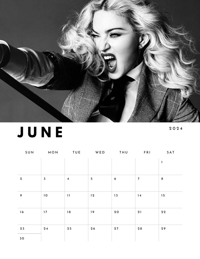 Madonna 2024 Calendar black & White Images digital Download Etsy