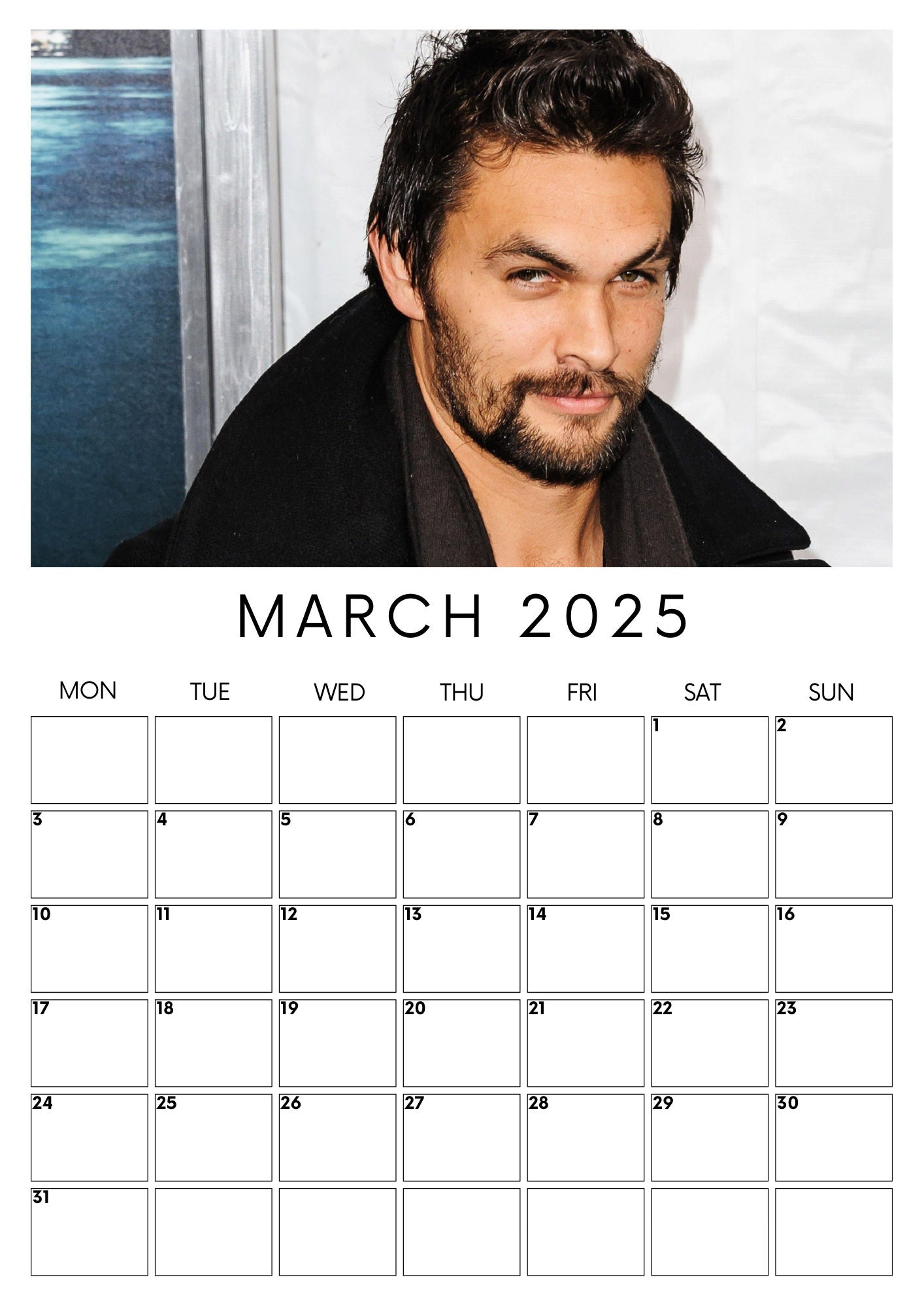 Jason Momoa 2025 Calendar digital Download Etsy
