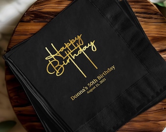 Foil 50th Birthday Napkins: Personalized Party Decorations