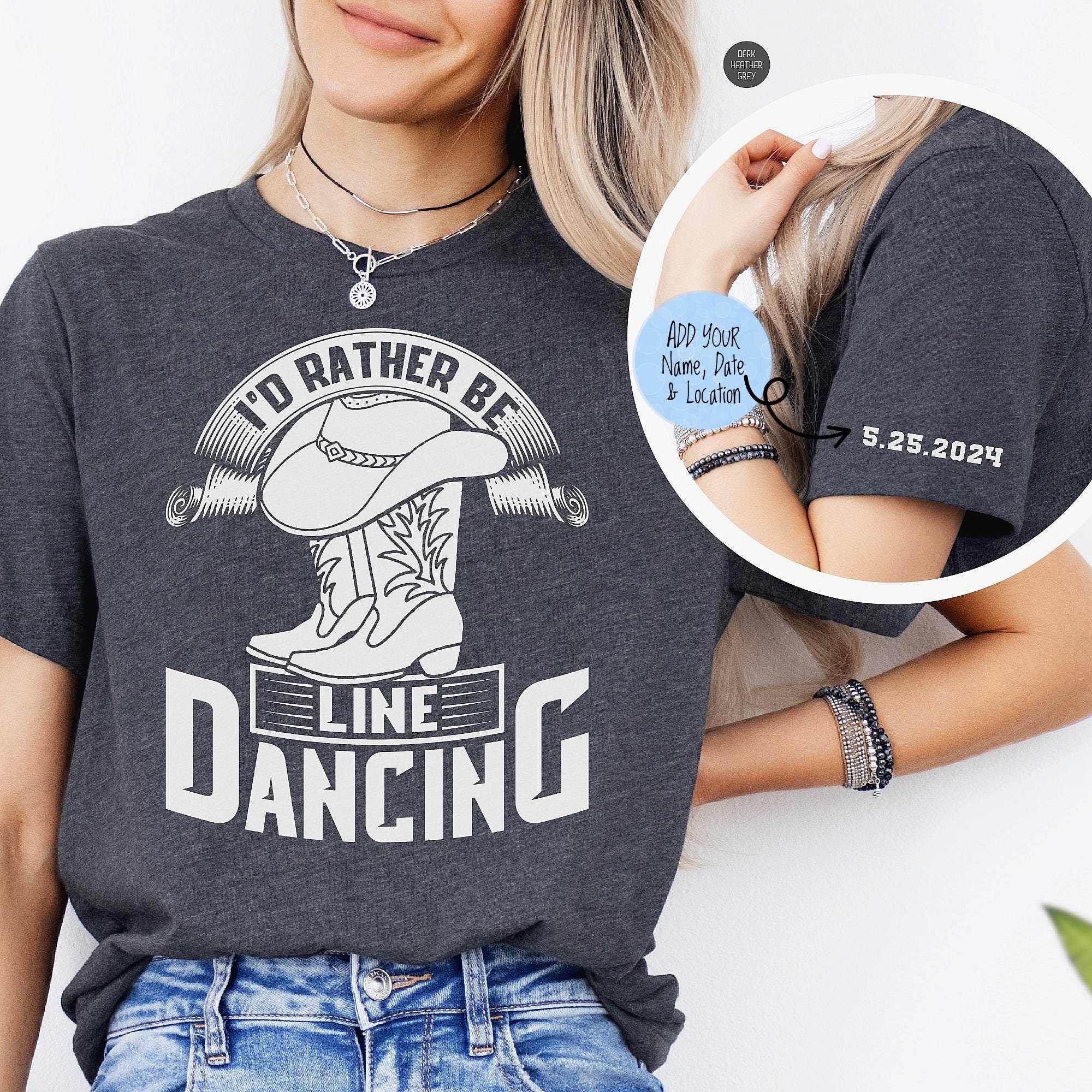 Personalized Country Line Dancing Shirt: Western Style Tee with Sleeve Print