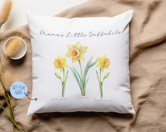 Personalized Floral Throw Pillow, Custom Name Botanical Cushion, Boho Cottagecore Watercolor Decor, Mom Gift