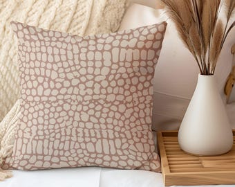 Crocodile Print Throw Pillow, Modern Living Room Decor