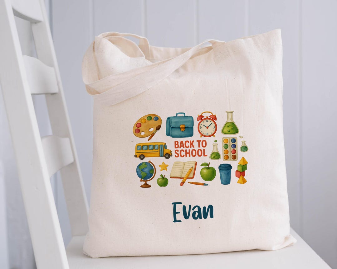 Personalized Canvas Tote Bag: Custom Back to School Gift - Etsy