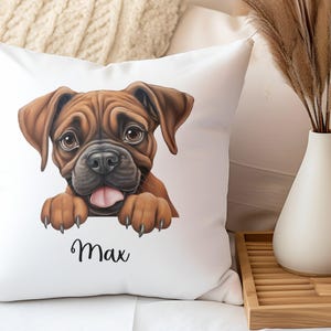 Personalized Boxer Dog Pillow: Peeking Pet Portrait Throw Pillow
