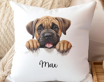 Pet Portrait Pillow, Personalized Mastiff Dog Mom Gift, Custom Name Keepsake for Dog Owners
