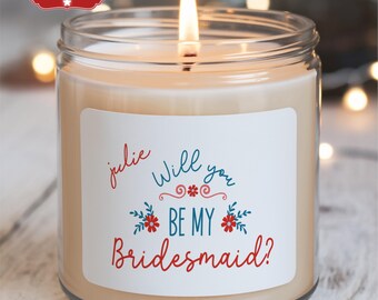 Custom Bridesmaid Proposal Candle, Soy Wax Bridal Gift