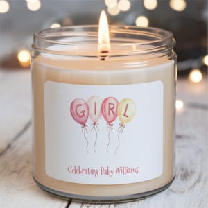 Candela regalo personalizzata per baby shower: candela profumata alla soia per neomamme