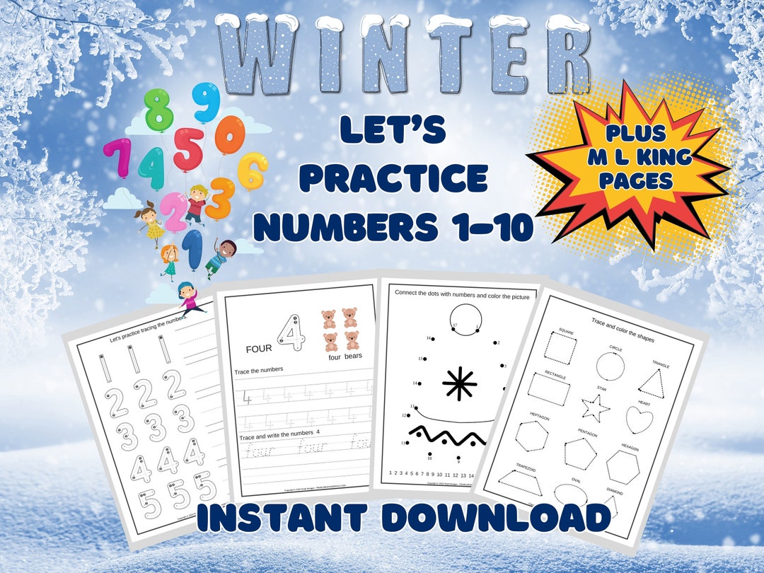 Winter Printable Activities Practicing Numbers 1 10 Preschool Numbers Winter Printable Activities Practicing Numbers 1 10 Preschool Numbers