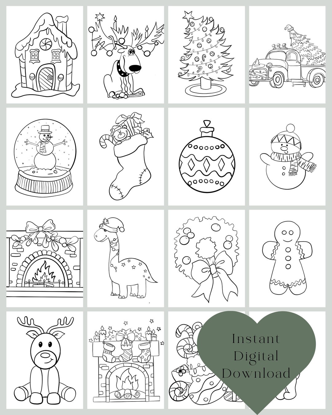 20 Christmas Coloring Pages, Printable Digital Download, Classroom ...