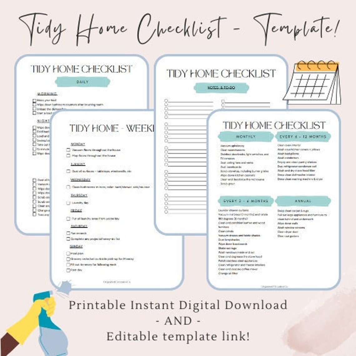 Editable Cleaning Schedule Template, Daily, Weekly, Monthly, Annual ...