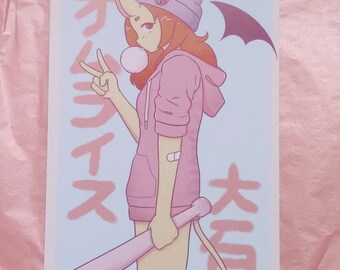 Anime Art Style Print - Demon Girl Peace (Postcard)