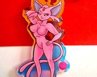 Eevee Furry Girls: Psiana/Espeon Charm (Rainbow Holo) + Postcard Print