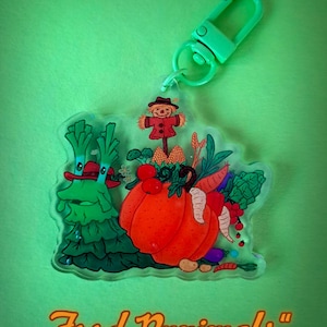 Pendentif/breloque style bande dessinée - Punimals : Escargot du potager + carte postale avec illustration