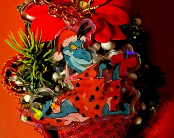 Christmas Raptor Charm /Glitter effect + Postcard Print of Artwork