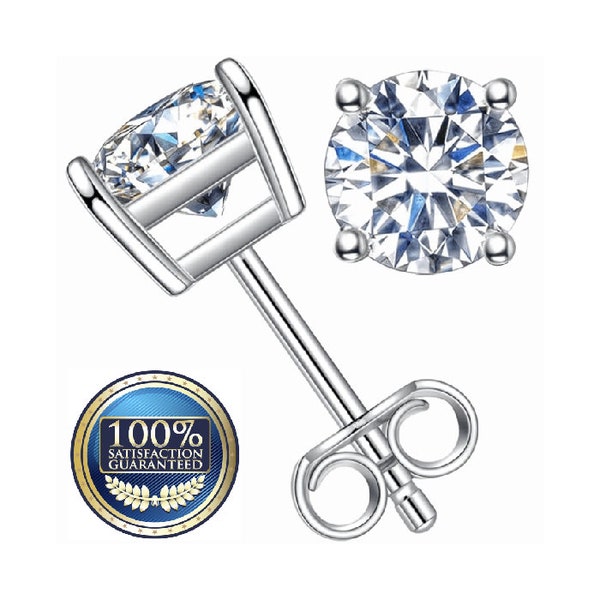 0.6ct Moissanite Stud Earrings: Round Cut Lab-Created Diamonds for Timeless Elegance. GRA Certified Brilliance