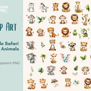 Clipart bébé animal - téléchargement immédiat des cliparts bébés animaux - mignon bébé animal PNGs - bébé animaux de la jungle Clipart - clipart chambre d'enfant