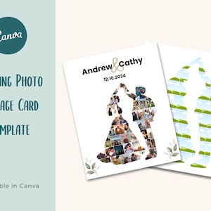 de Carte de collage photo de mariage | Modifiable dans Canvas