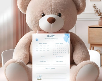 Baby shower prediction template - Baby shower prediction card - Baby shower activity template - Baby Predictions and Advice