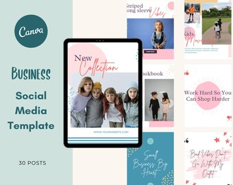 Social Media Template Pack | 30 Editable Canva Templates for Engaging Posts | Colorful Canva Social Media Template