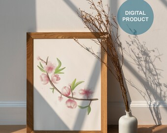 Blossom watercolour printable wall art | Printable, digital download wall art