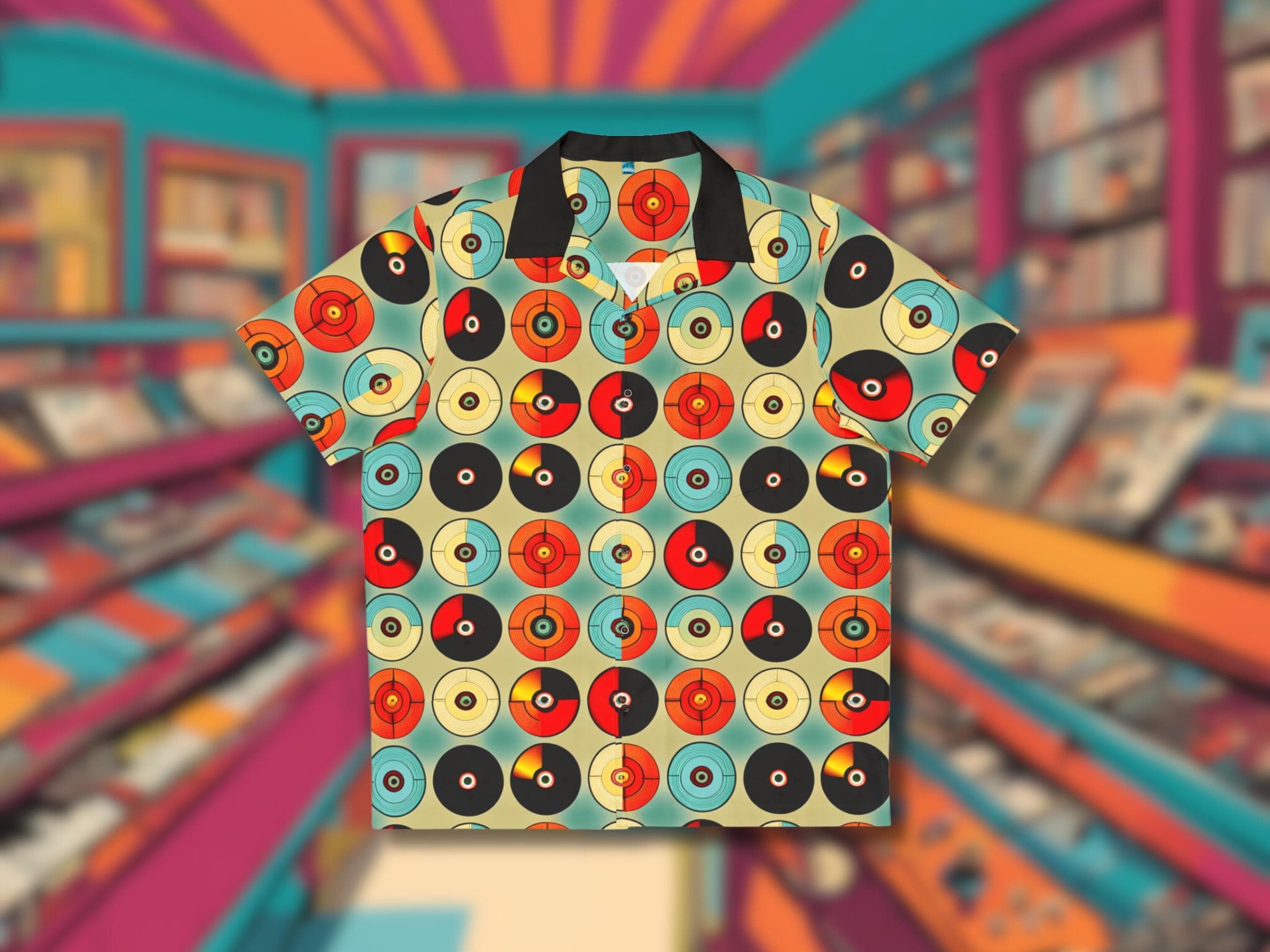 トップス 50s Hawaiian Tops opencollar shirt Vintage 1950's Atomic Florida Photoprint Silky Rayon Loop