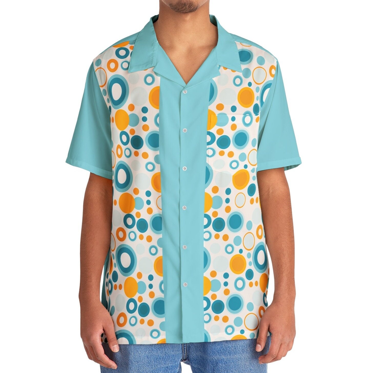 Retro Vibrant Bowling Hawaiian Shirt, Abstract Circles, Perfectly Vintage 50s 60s style