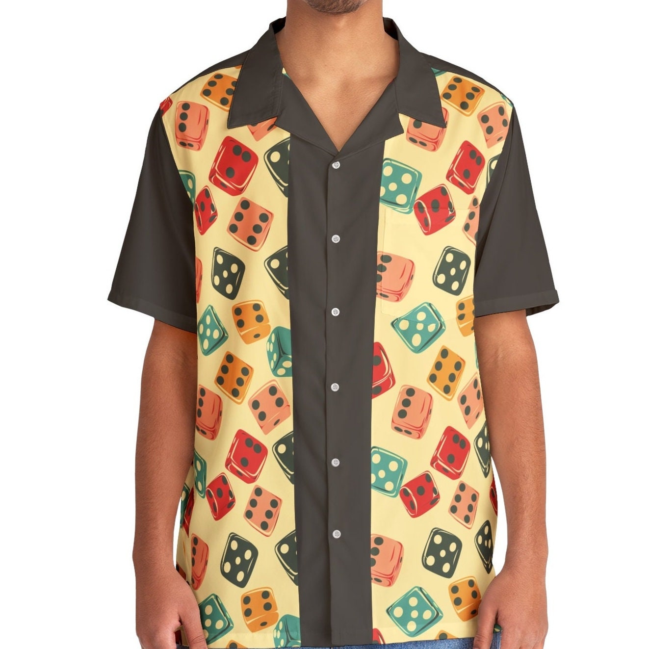 Dice Retro Vintage-inspired Hawaiian Shirt, 1950s/60s style