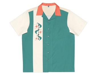 Retro Vintage-inspired Men's Bowling Shirt, 1950s/60s Style