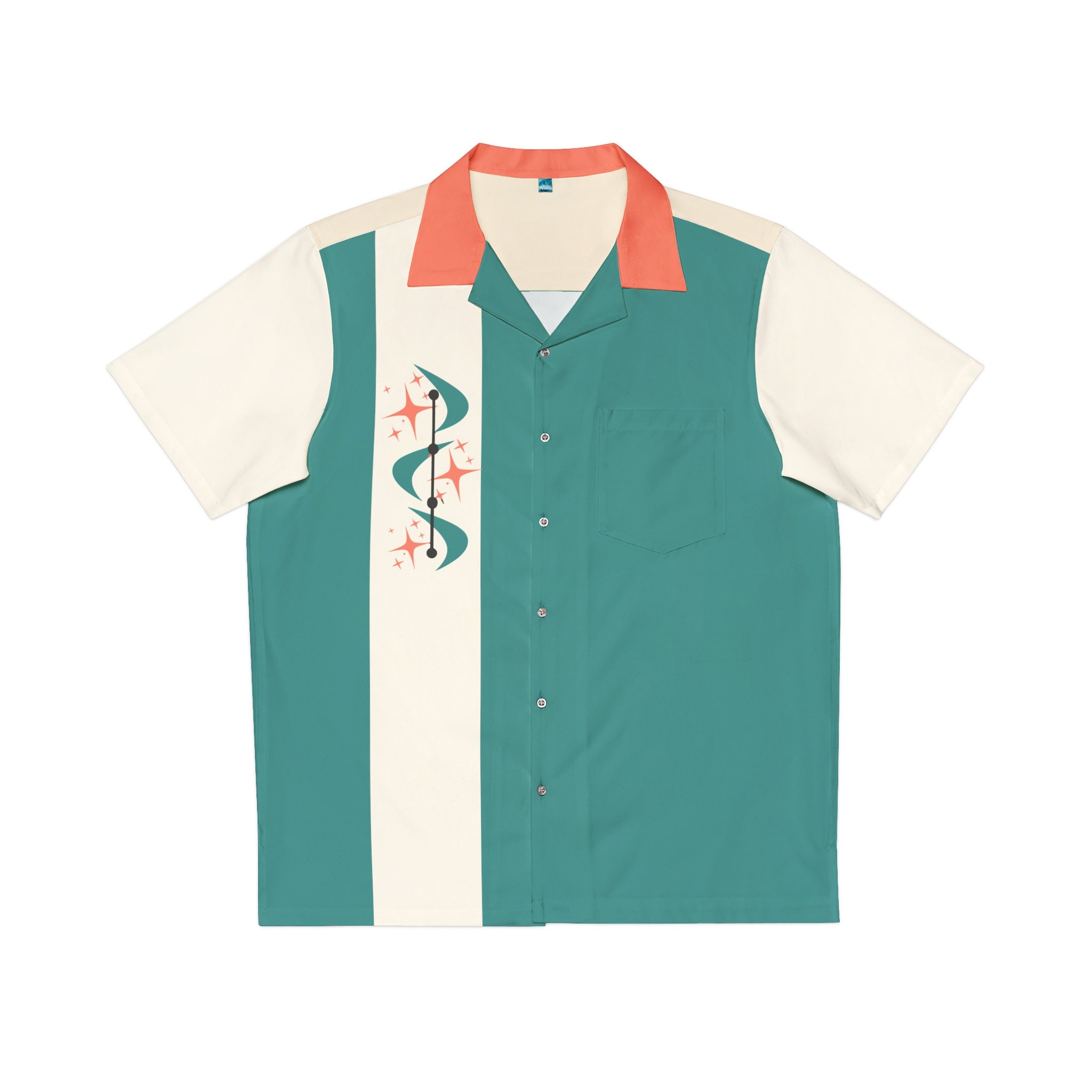 Retro Vintageinspired Men's Bowling Shirt, 1950s/60s Style, Hawaiian
