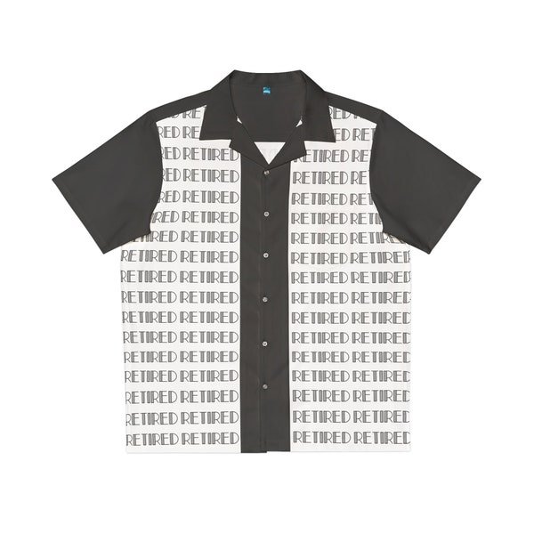 RETIRED Retro Vintage-inspired Men's Bowling Shirt, 1950s 1960s style, Hawaiian Shirt, mod, Button-up, RETIREMENT ideas, retiring presents