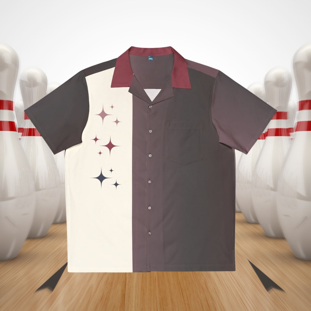 Camisa estilo bolos hawaiana de inspiración vintage retro, botones