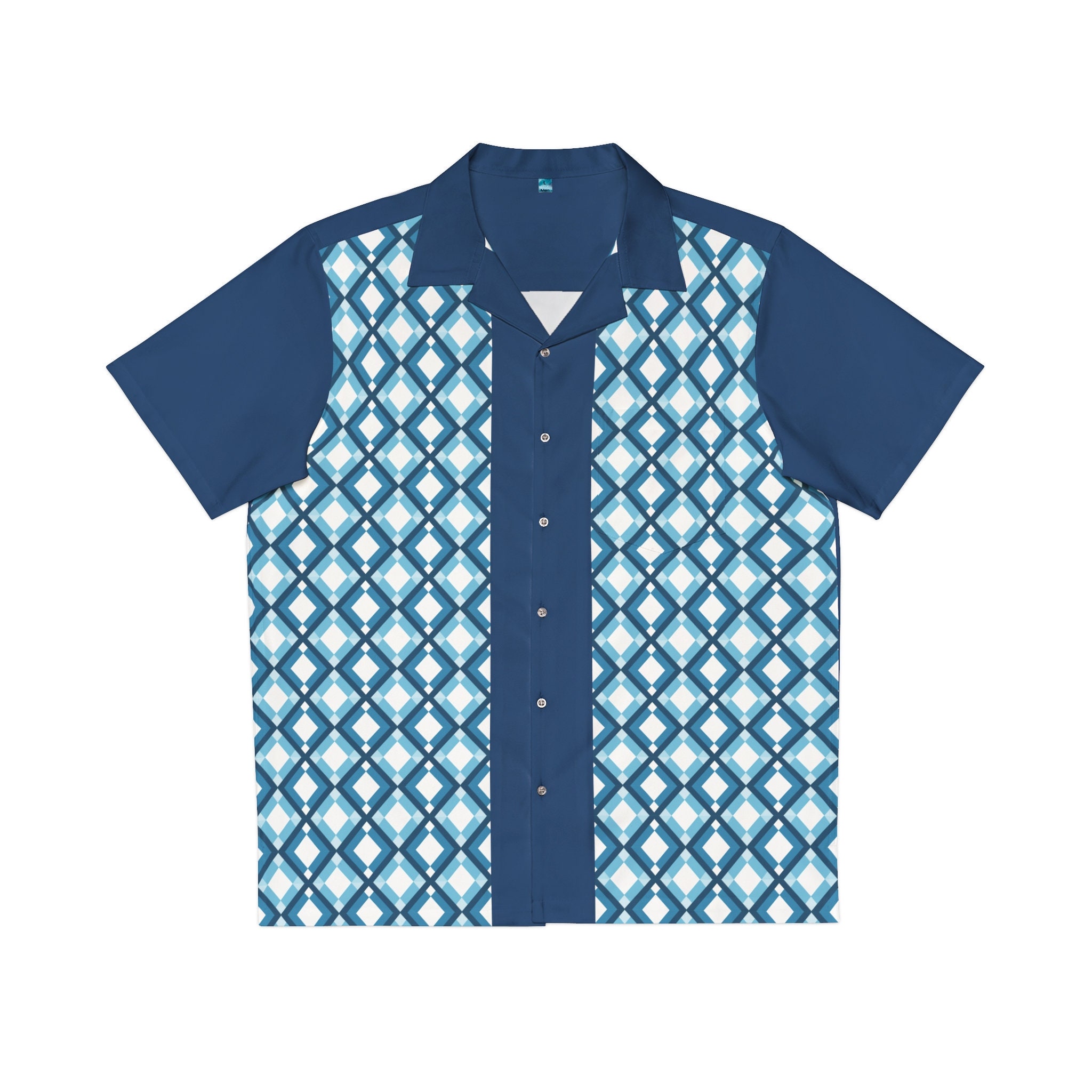 トップス 50's STYLE ARGYLE RAYON SHIRT Vintage 1950's Argyle Diamond Rayon Gabardine Rockabilly