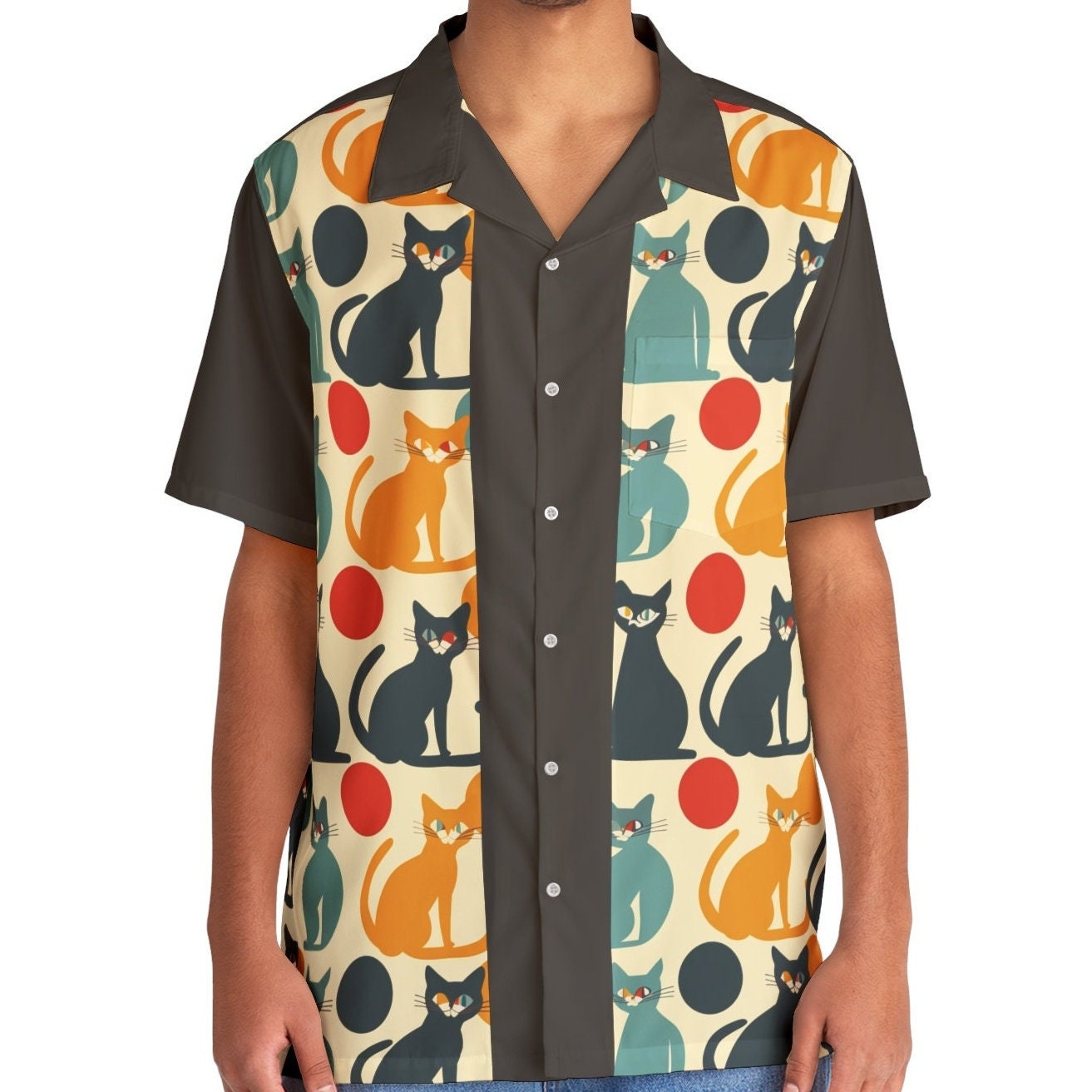 Cats Retro Vintage-inspired Hawaiian Shirt, 1950s/60s style