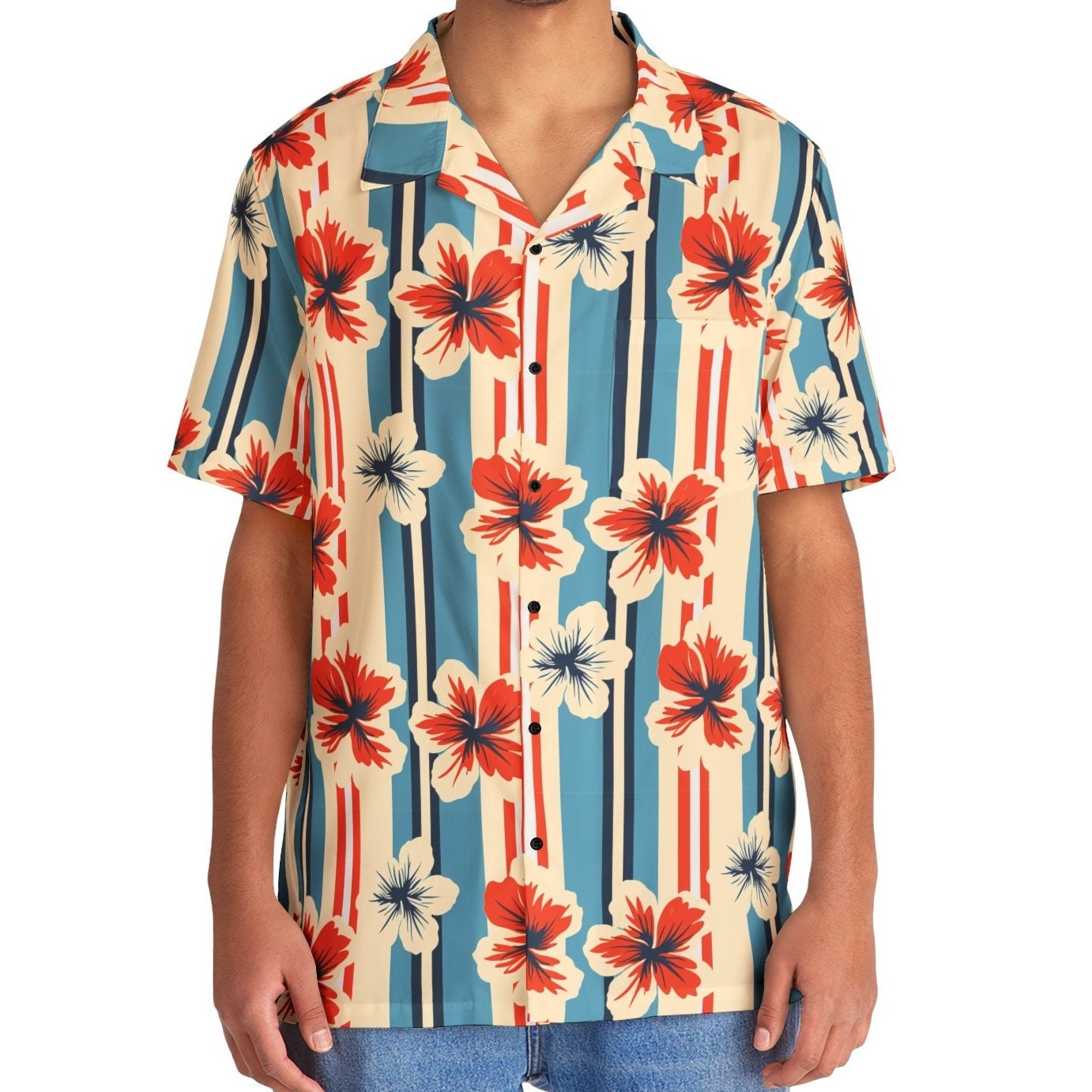 Retro Vintage-inspired Hawaiian Shirt, 1950s style