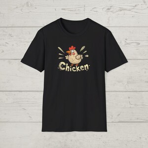 Leuke retro kippenillustratie, kakel ja! Pecker Lovers-cadeau, T-shirt cartoon chick, T-shirt met tekening, grafisch shirt boerderijdieren