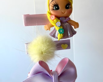 ハンドメイドのプリンセスヘアクリップセット | 塔の上のラプンツェル風ガールズバレッタ。
