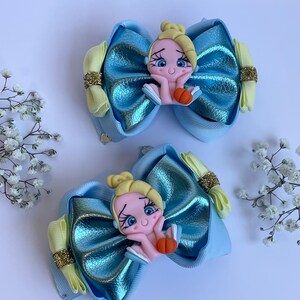 Glass slipper Princess- Handmade Bows - Girls bows - Princess bows - Blue Headband.