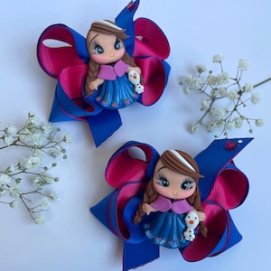 Princess  Bow - Hair clip - Princess Frozen bows - Princess Ana Bow - Costume Princess - Valentine&#39;s Day.